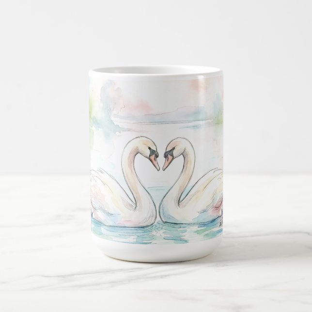 Schwanliebhaber - Valentinstag Kaffeetasse (Mittel)