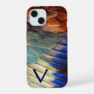 SCHWANZ FEDERN EINER Blauracke MONOGRAMM iPhone 15 Hülle