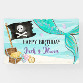 Schwanz Pirate und Mermaid zum Geburtstag Banner