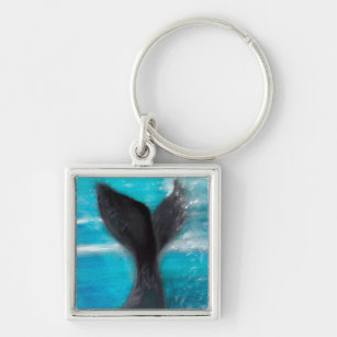 Schwanz Whale Wasserfarbe Schlüsselanhänger