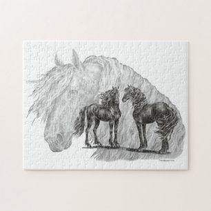 Schwänze von Black Friesian Horses Manes Puzzle