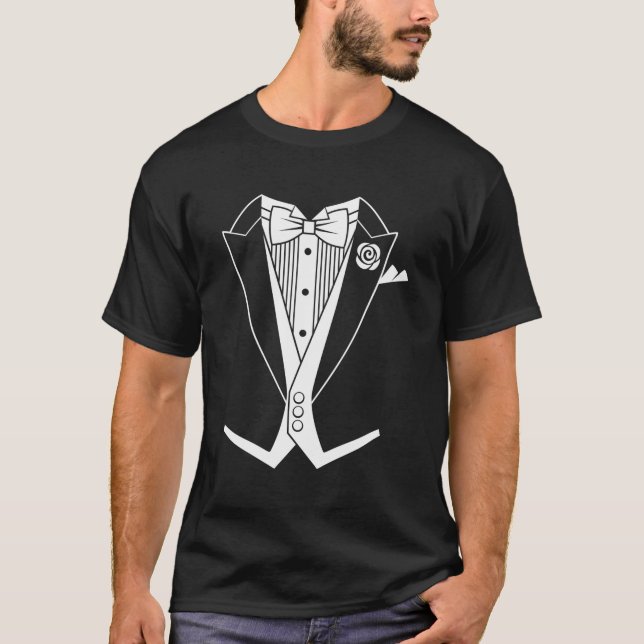 Schwanzes Tuxedo White Krawatte T-Shirt (Vorderseite)