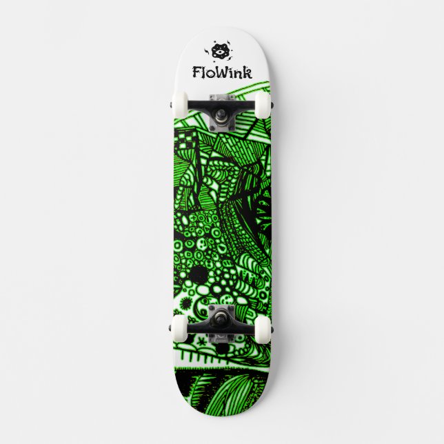 Schwargrün Abstrakt Skateboard (Vorderseite)