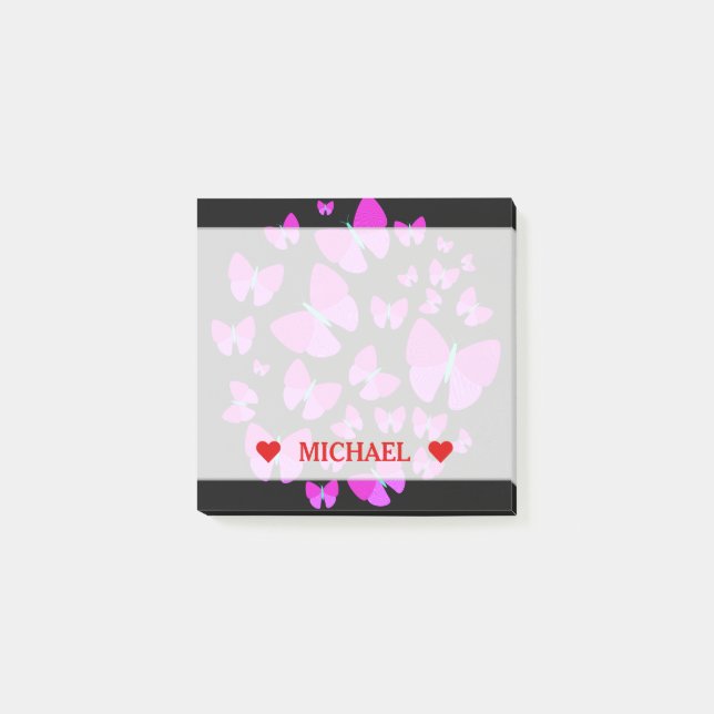Schwarm künstlerischer Schmetterlinge & Individuel Post-it Klebezettel (Vorderseite)