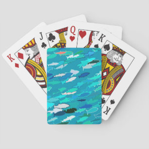 Schwarm von Fischen, Türkis, Blau und Aqua Spielkarten