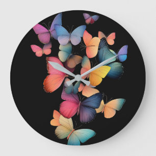 Schwarm von Schmetterlingen - Farbiger Regenbogen Große Wanduhr