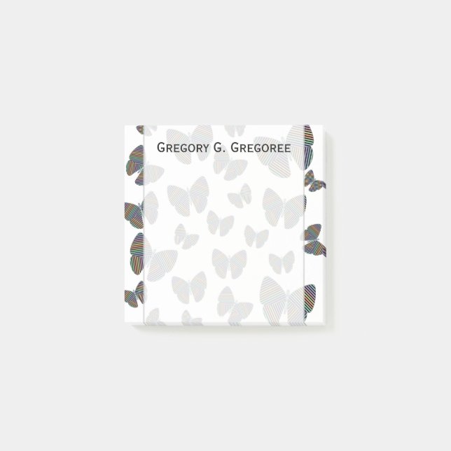 Schwarm von Schmetterlingen mit farbigen Streifen Post-it Klebezettel (Vorderseite)