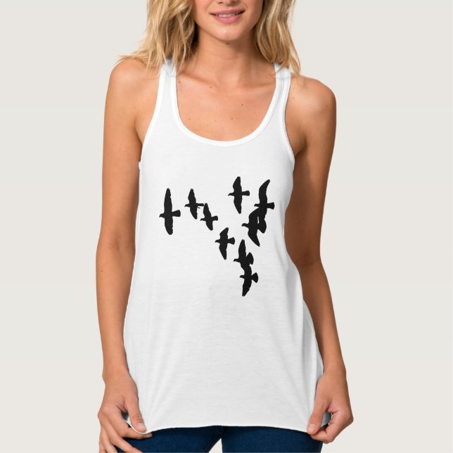 Schwarm von Vogelsilhouetten Tank Top (Vorderseite)