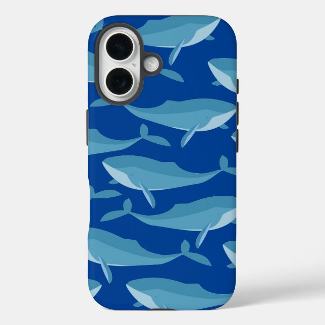Schwarm von Walen Schwimmen Dunkelblau Case-Mate iPhone Hülle (Rückseite)