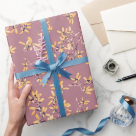 Schwarthorn verzweigt lila gelbes Wrapping Paper Geschenkpapier