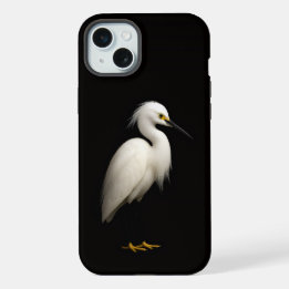 Schwarz 4 Luxe, Eleganter Silberreiher iPhone 15 Plus Hülle