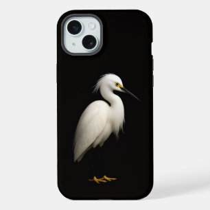 Schwarz 4 Luxe, Eleganter Silberreiher iPhone 15 Plus Hülle