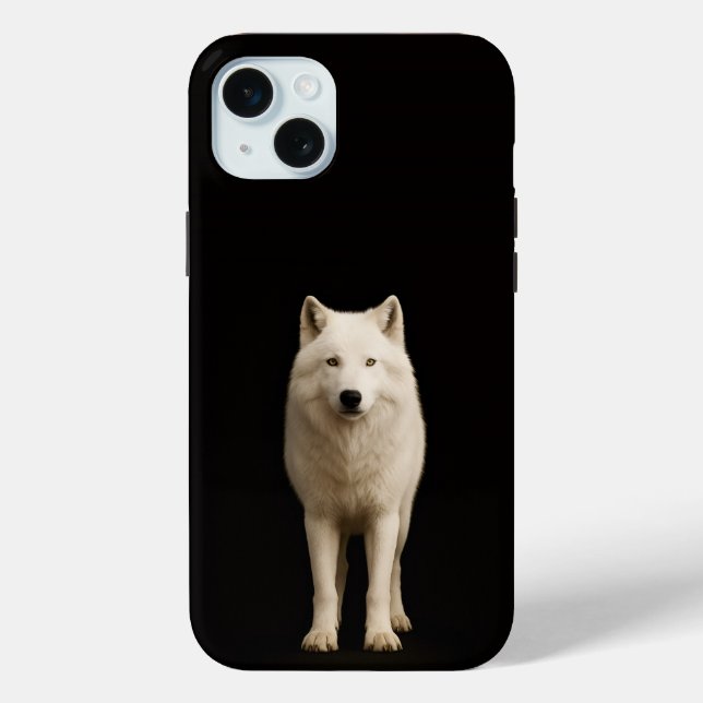 Schwarz 4 Luxe, Elfenbein-Arktiswolf iPhone 15 Plu Case-Mate iPhone Hülle (Rückseite)