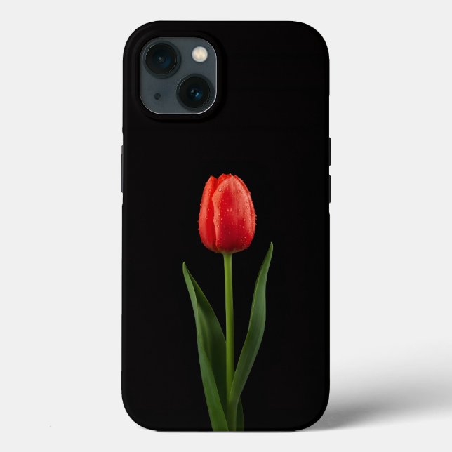 Schwarz 4 Luxe iPhone 13, Rubine rote Tulpe Case-Mate iPhone Hülle (Rückseite)
