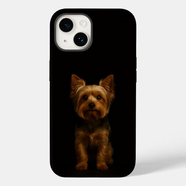 Schwarz 4 Luxe iPhone 14 Hülle Yorkshire Terrier (Rückseite)