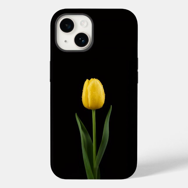 Schwarz 4 Luxe iPhone 14 Mate, Goldene Tulpe Case-Mate iPhone Hülle (Rückseite)