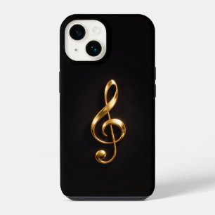 Schwarz 4 Luxe iPhone 14 Mate, Goldener Violinschl Hülle