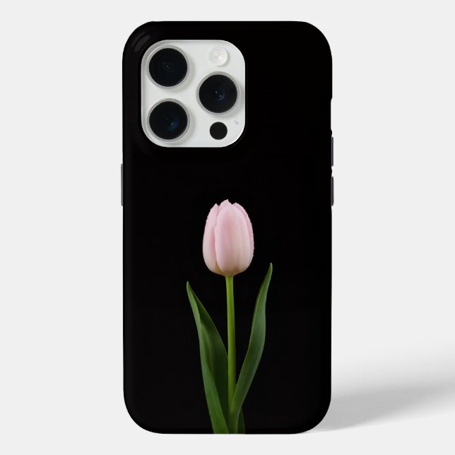 Schwarz 4 Luxe iPhone 15 Pro Blush Pink Tulpe Case-Mate iPhone Hülle (Rückseite)