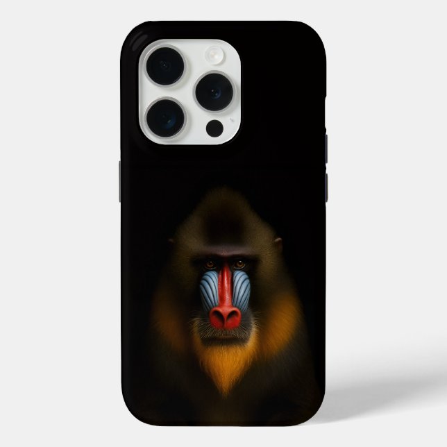 Schwarz 4 Luxe iPhone 15 Pro Hülle Mandrill-Affe (Rückseite)