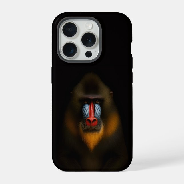 Schwarz 4 Luxe iPhone 15 Pro Hülle Mandrill-Affe (Rückseite)