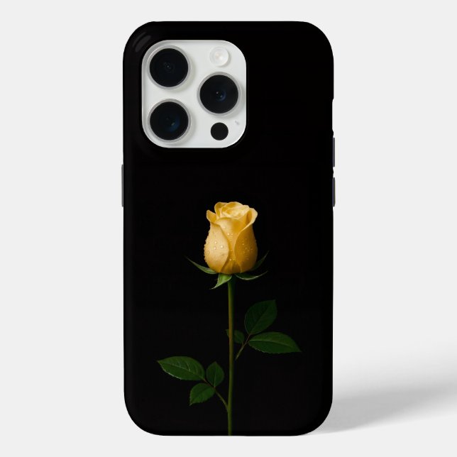 Schwarz 4 Luxe iPhone 15 Pro Mate Sonniggelbe Rose Case-Mate iPhone Hülle (Rückseite)