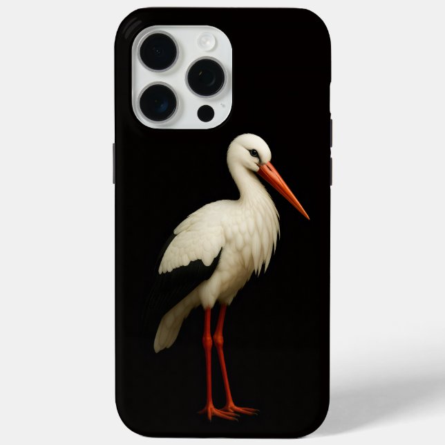 Schwarz 4 Luxe iPhone 15 Pro Max, Anmutiger Storch Case-Mate iPhone Hülle (Rückseite)