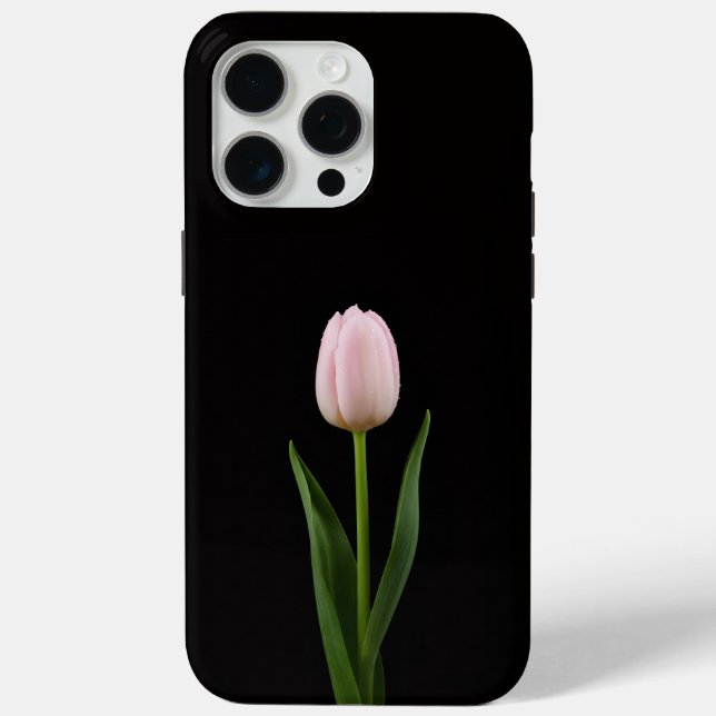 Schwarz 4 Luxe iPhone 15 Pro Max, Blush Pink Tulpe Case-Mate iPhone Hülle (Rückseite)