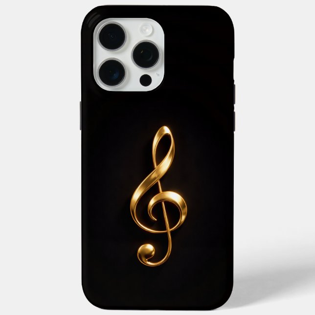 Schwarz 4 Luxe iPhone 15 Pro Max, Goldener Violins Case-Mate iPhone Hülle (Rückseite)