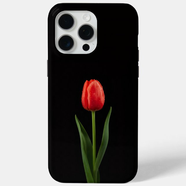 Schwarz 4 Luxe iPhone 15 Pro Max, Rubinrote Tulpe Case-Mate iPhone Hülle (Rückseite)