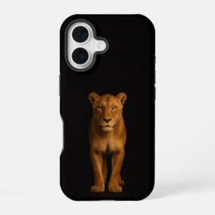 Schwarz 4 Luxe iPhone 16 Mate, Noble Löwin Hülle