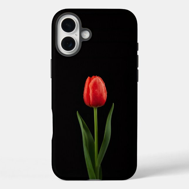 Schwarz 4 Luxe iPhone 16 Plus, Rubinrote Tulpe Case-Mate iPhone Hülle (Rückseite)