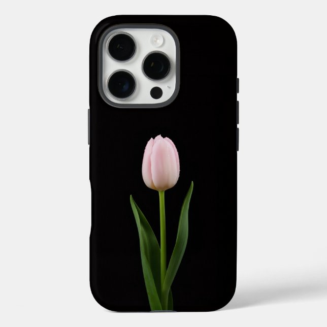 Schwarz 4 Luxe iPhone 16 Pro, Blush Pink Tulpe Case-Mate iPhone Hülle (Rückseite)
