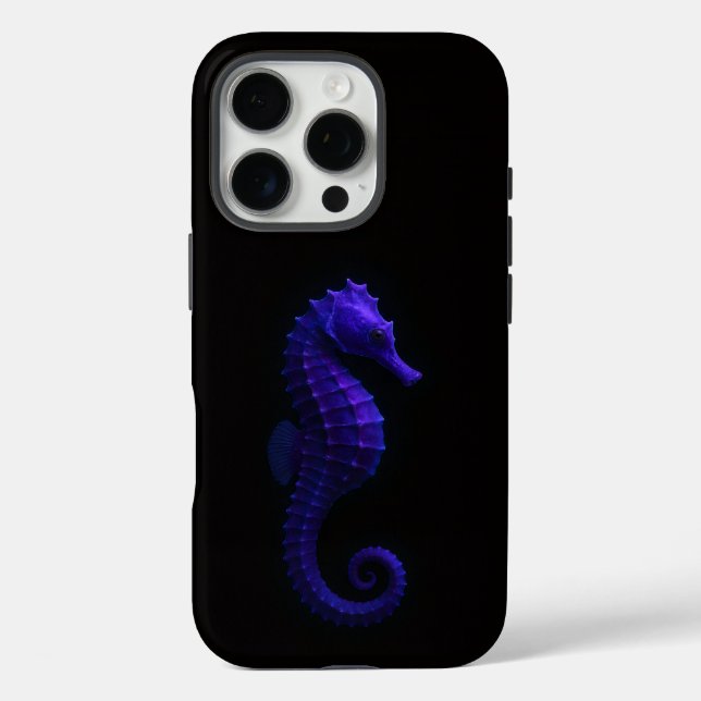 Schwarz 4 Luxe iPhone 16 Pro, Violetter Seepferdch Case-Mate iPhone Hülle (Rückseite)