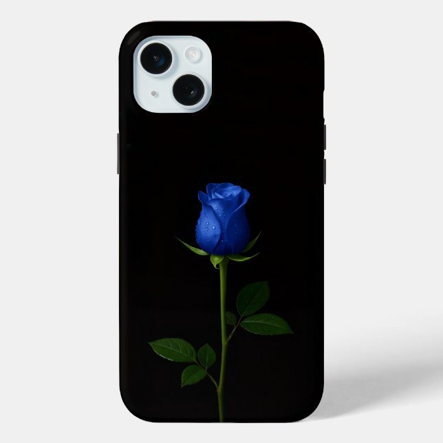Schwarz 4 Luxe, Mitternachtsblaue Rose iPhone 15 P Case-Mate iPhone Hülle (Rückseite)
