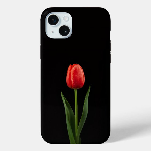 Schwarz 4 Luxe, Rubinrote Tulpe iPhone 15 Plus Case-Mate iPhone Hülle (Rückseite)