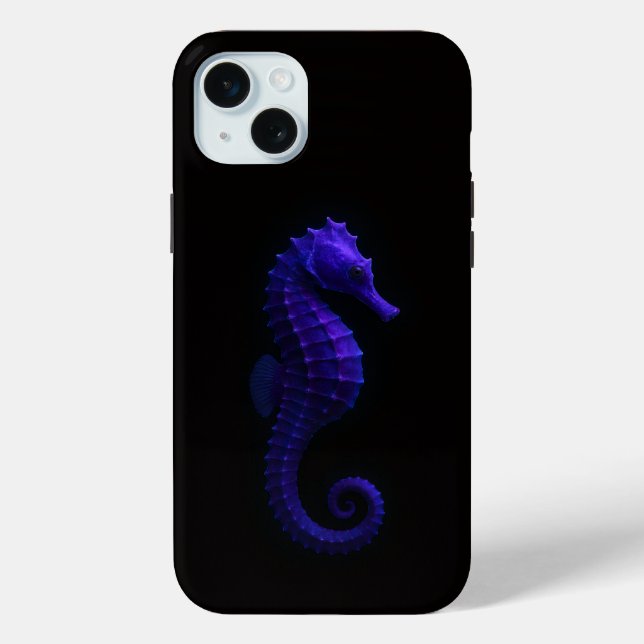 Schwarz 4 Luxe, Violettblaue Seepferdchen Case-Mate iPhone Hülle (Rückseite)
