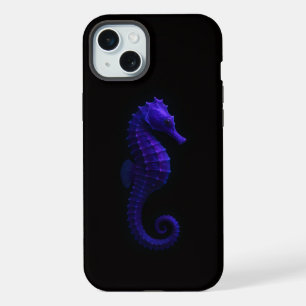 Schwarz 4 Luxe, Violettblaue Seepferdchen iPhone 15 Plus Hülle