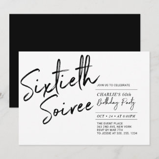 Schwarz | 60 Soiree Modern 60. Geburtstagsparty Einladung