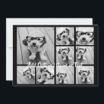 Schwarz 9 Foto Square Collage - mit Skriptweiß<br><div class="desc">Für dieses Design können Sie quadratische oder selbstständige Fotos verwenden. Verwenden Sie acht quadratische Fotos,  um ein einzigartiges und persönliches Geschenk zu schaffen. Oder man behalte den Hipster Welpe und macht einen trendigen Sake. Wenn Sie die Bilder anpassen müssen,  klicken Sie auf das Werkzeug anpassen,  um Änderungen vorzunehmen.</div>
