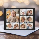 Schwarz 9 Foto Square Collage - mit Skriptweiß<br><div class="desc">Für dieses Design können Sie quadratische oder selbstständige Fotos verwenden. Verwenden Sie acht quadratische Fotos,  um ein einzigartiges und persönliches Geschenk zu schaffen. Oder man behalte den Hipster Welpe und macht einen trendigen Sake. Wenn Sie die Bilder anpassen müssen,  klicken Sie auf das Werkzeug anpassen,  um Änderungen vorzunehmen.</div>