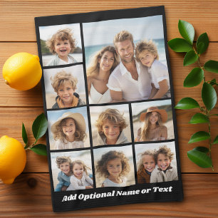 Schwarz 9 Foto Square Collage - mit Skriptweiß Geschirrtuch