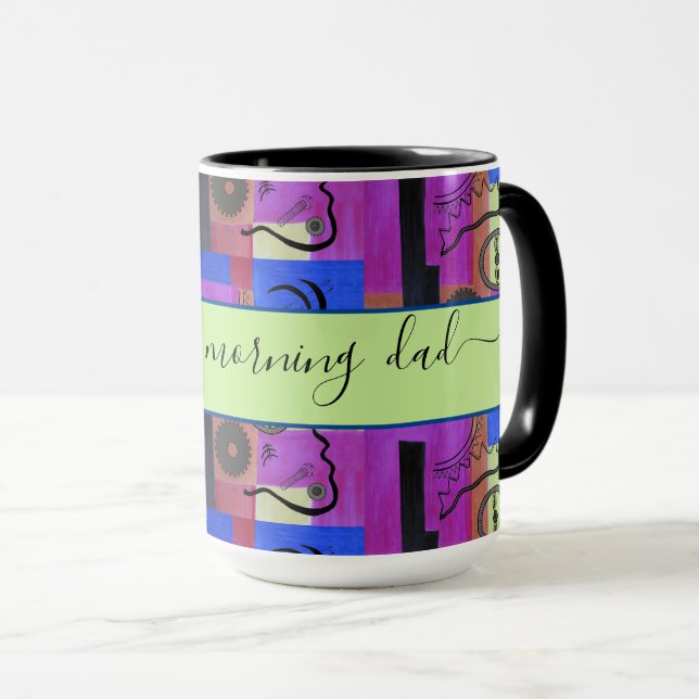 Schwarz Abstrakt für Vater Bright Ringer 15oz Tasse (VorderseiteRechts)