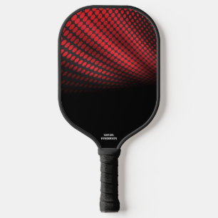 Schwarz Abstrakt Halftone Benutzerdefinierter Text Pickleball Schläger