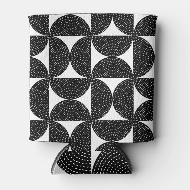 Schwarz abstrakter 60er Stil nahtlos. Dosenkühler (Vorderseite)