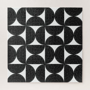Schwarz abstrakter 60er Stil nahtlos. Puzzle