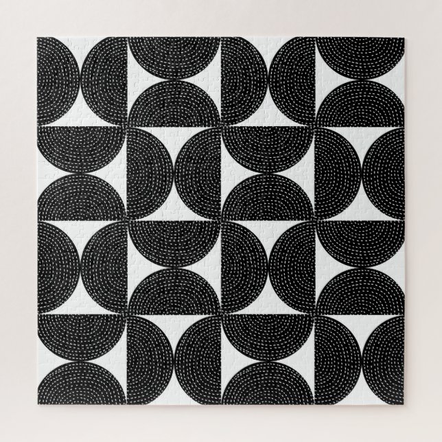 Schwarz abstrakter 60er Stil nahtlos. Puzzle (Vertikal)