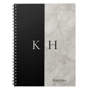 Schwarz Akzent Monogram Name Notebook aus weißem M Notizblock