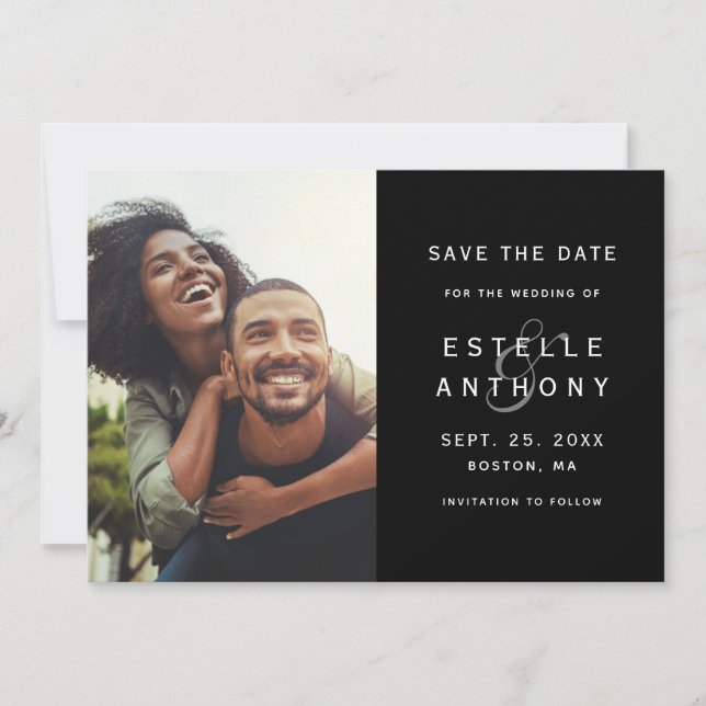 Schwarz | Ampere und Hochzeit Speichern Sie die Da Save The Date (Vorderseite)
