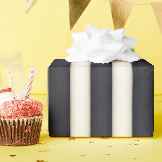 Schwarz-Antike Viktorianische Streifen Geschenkpapier (Geburtstagsparty)