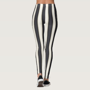 Schwarz & Antique Weiße vertikale Streifen Funny Leggings